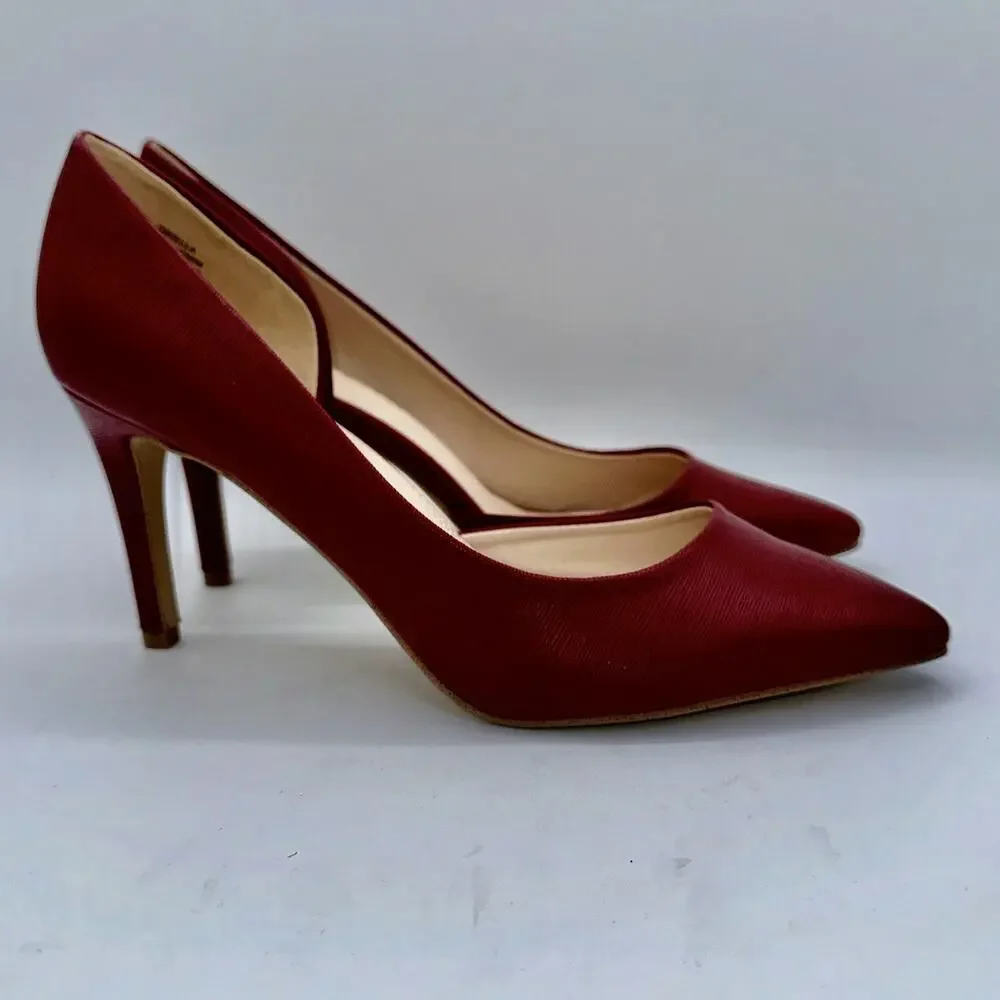 Kelly And Katie Womens Driella Red Faux Leather Heels Size 10 Sexy